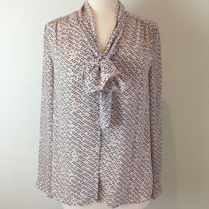 NEW! Halogen bow button down top pink black